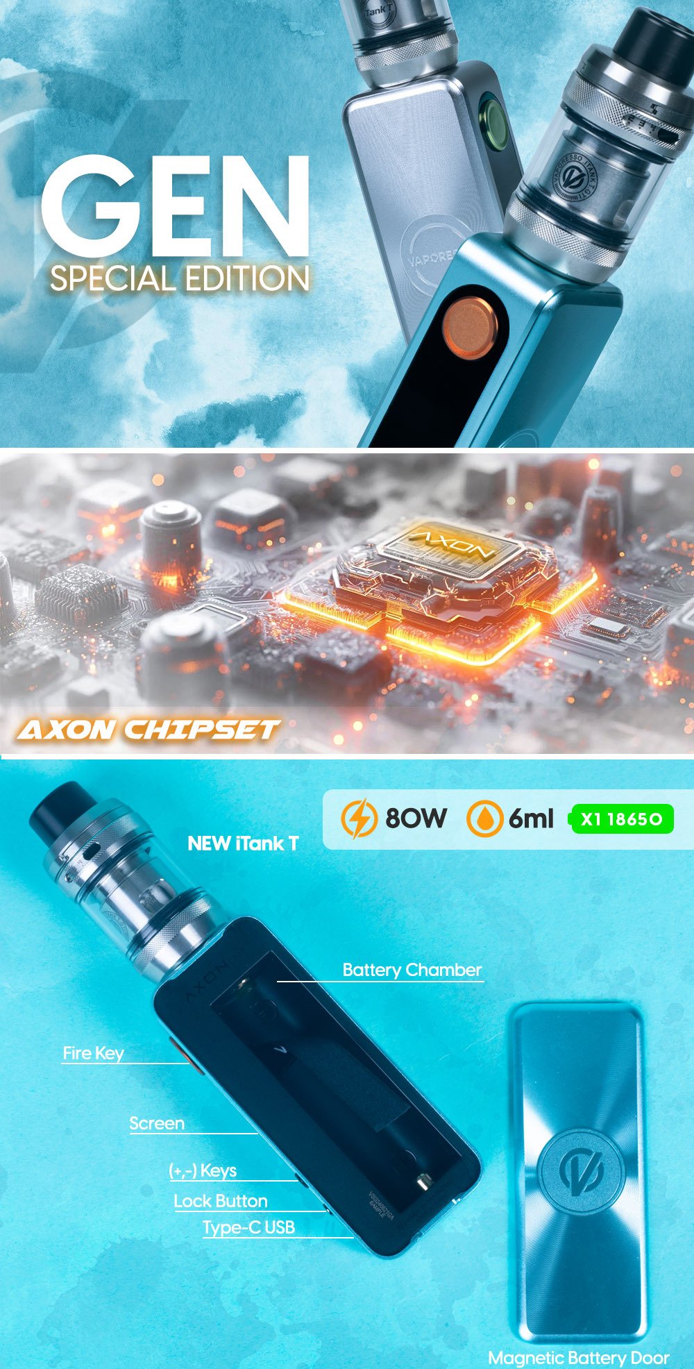 Vaporesso GEN SE 80W Starter Kit manufacturer infographic